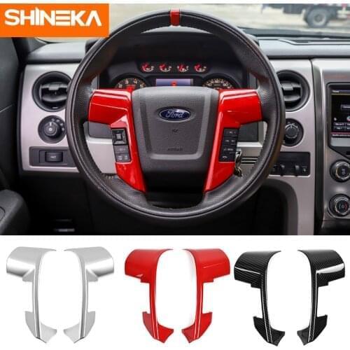 SHINEKA Auto Sticker For Ford F150 Raptor Car Steering Wheel Trim Decor Cover Sticker Accessories For Ford F150 Raptor 2009-2014