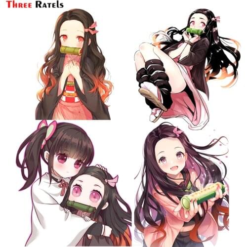 Three Ratels FC610 Demon Slayer Anime Kimetsu No Yaiba Kochou Nezuko For Peugeot 206 Car Sticker Decoration Funny Decals