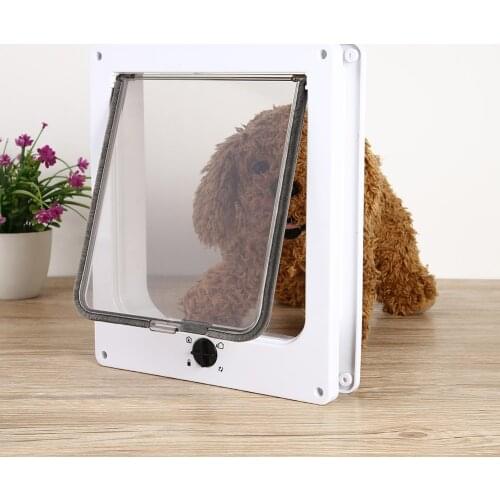 Safe Cat Flap Door with 4 Way Lock Pet Rotary Door Easy Install Intelligent Control Switch Kitten Small Pet Gate Doors