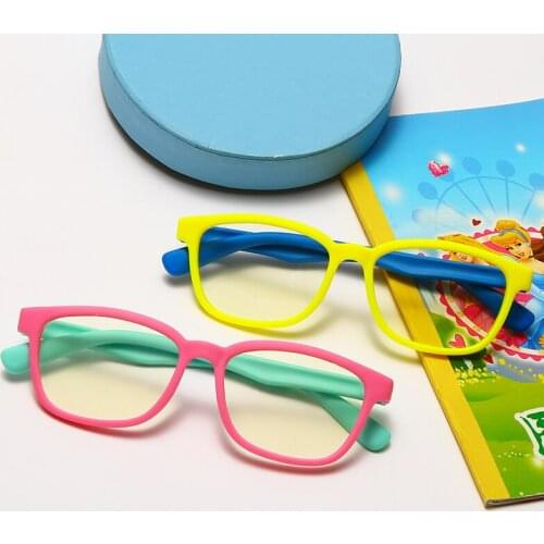 Anti Blue Light Kids Glasses Boys Girls Optical Frame Computer Transparent Glasses Children Silicone Soft Eyeglasses Wtih Case