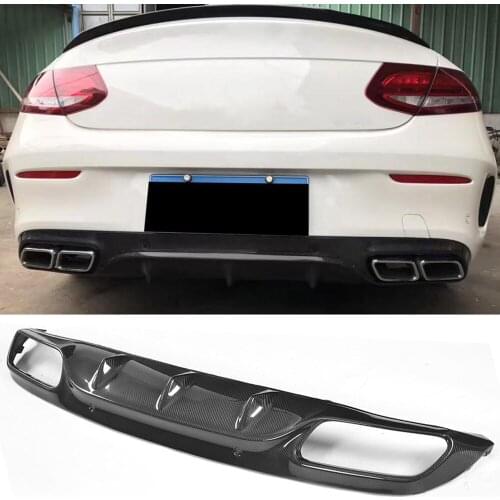 Carbon Fiber Rear Bumper Diffuser for Mercedes Benz C Class W205 C205 C63 AMG Coupe Convertible 2D 2015-2017 Rear Diffuser Lip