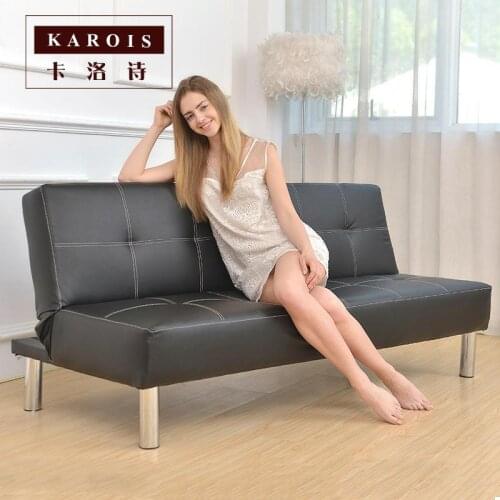 Karoisoffice Sofa Bed 1.8 Meters Small Apartment Foldable Dual-use Leather Art Lazy Double Triple Solid Wood