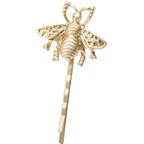 Elegant Bee Golden Silver Plated Metallic Hairpin Side Clip Fashion Insect Barrettes Headwear Women Hair Accessories