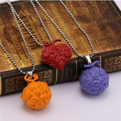 H&F One Piece Devil Fruit Ace Flame-Flame Fruit & Luffy Gum-Gum Fruit Figure Collectible Toys necklace Pendant