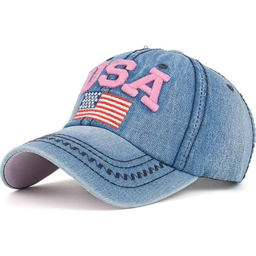 Women Men USA American Flag Embroidered Sun Hat Baseball Cap Headwear Outdoor Sports Wear With Adjustable Back Closure