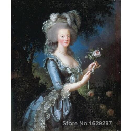 Marie Antoinette with the Rose by Elisabeth Vigee Lebrun famous portrait artist High quality Hand painted