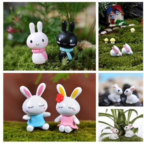 1 Set Mini Koala Animal Figurines Fairy Bunny Rabbits Cats Garden Miniature Figurines Home Garden Bonsai Decoration