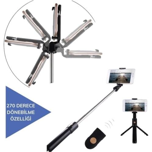 Mobile Phone Holder Adjustable Bluetoth 3 to Legged Tripod Selfie Stick