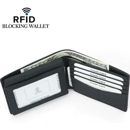 Fashion Men Mini Business PU Leather RFID Blocking Wallet Male Carbon Fiber Credit Card Coin Holder Clutch Bifold Pocket Purse