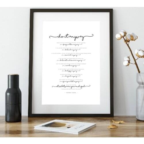 Wall Art Canvas Painting Bible Inspiring Art Print Mother Teresa Poster Do it anyway Gandhi Quote Christian Picture Home Decor