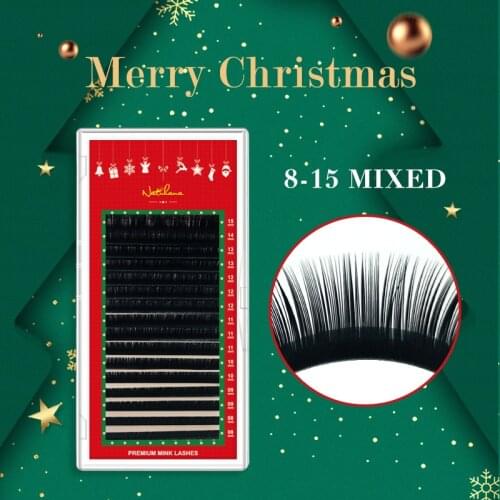 NATUHANA Merry Christmas Koren PBT Mink Eyelash Extension Individual False Eyelashes Natural Soft Faux Lashes for Makeup Cilios