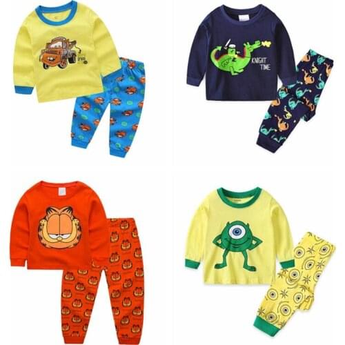 Newest Boys Girls Casual Cotton Pajamas Sets Childrens Cartoon Long Sleeved Pijamas Suit Kids High Quality Pyjamas Clothing