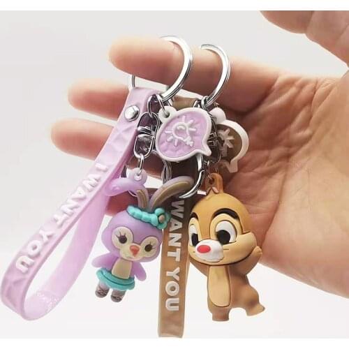 20211PCS New Toy Keychain 3D DIY Cute Little Squirrel Shape design Pendant Car key accessories Soft PVC Creative bags popular
