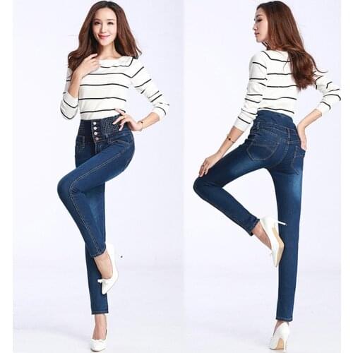 New Autumn Summer Woman skinny jeans Denim Pencil Pants Brand Stretch Jeans High Waist Pants Women Plus size High Waist Jeans