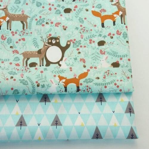 Deer Fox Bear Christmas Printed 100% Cotton Fabric For Making Dresses Cushions Blanket Sewing Baby Child Bed Sheet Textile