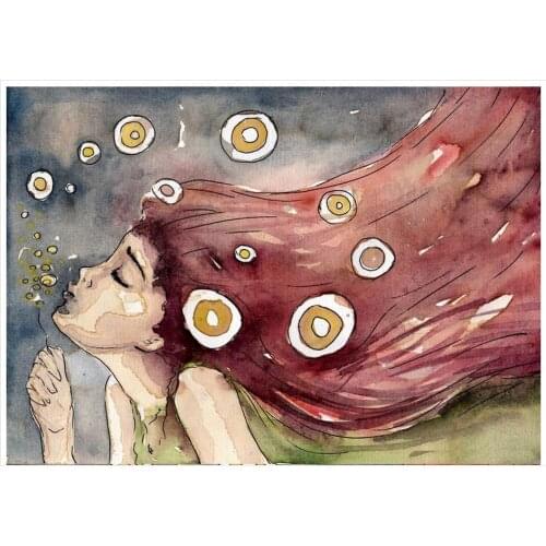 Custom photo wallpaper 3d wall murlas wallpaper Watercolor Blowing Bubble Long Hair Girl TV Sofa Background wall papers decor