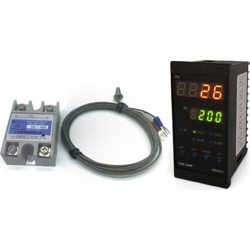 Most ideal 100V-240V digital temperature controller with ideal 0-1372 °C temperature adjust range+2M K thermocouple+Max 40A ssr