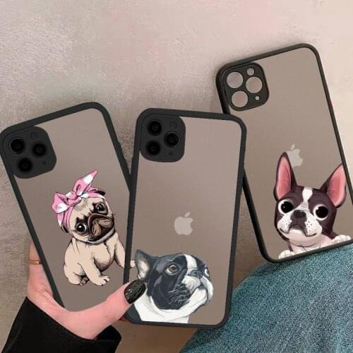 Dog French Bulldog cute cartoon Phone Cases matte transparent For iphone 7 8 11 12 plus mini x xs xr pro max cover