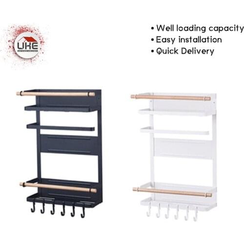 UKE Fridge storage rack nail free magnet mounting shelf kitchen sundries organizer rack