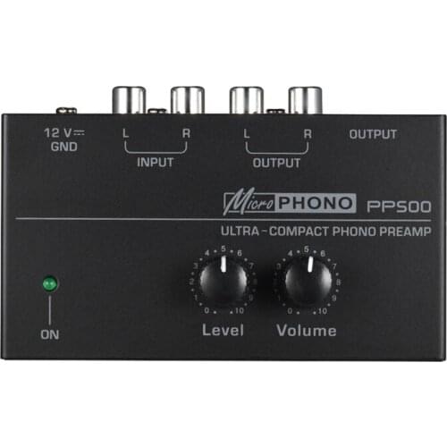 Pp500 Ultra-Compact Phono Preamp Preamplifier with Level & Volume Controls Rca Input & Output 1/4 Inch Trs Output Interfaces,Eu