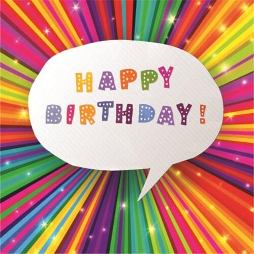 VinylBDS Photographic background Happy Birthday party rainbow colored stripes No creases summerbackdrops newborn kids 150x200cm