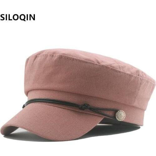 SILOQIN Elegant Retro Ladies Navy Hat 2021 New Womens Military Hats Snapback Cap Multicolor ins Style Trend Fashion Flat Caps