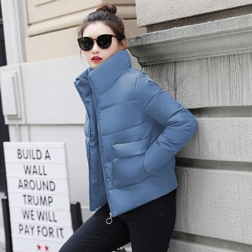 Stand Collar Female Cold Coat Solid Short Style Womens Winter Jackets Plus Size Loose Cotton Padded Casual Thick Parkas Woman