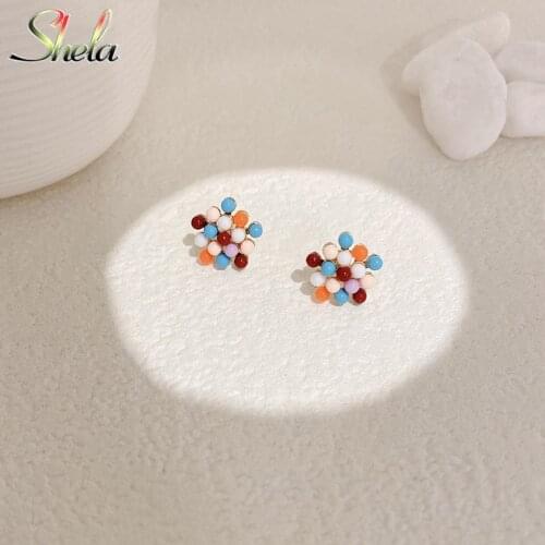 Korean New Sweet Colorful Ball Stud Earrings For Women Fashion Jewelry Candy Color Small Boucle D'oreille Gifts S925 Pin