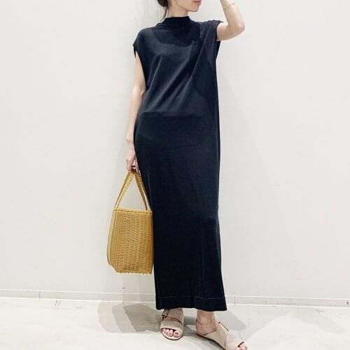 Korean sweet straight dress black summer japan style Split long maxi dresses daily casual INS female robe femme vestiods dresses