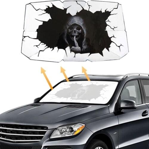 Halloween Horror Printing Umbrella Foldable Car Windshield Sun Shade Umbrella Car UV Cover Sunshade Heat Insulation Front Window