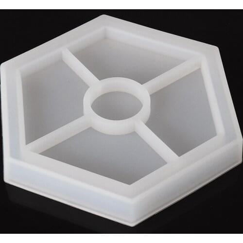 1pc Crystal Dropping Mould Silicone Jewelry Making Craft DIY Flower Pot Base Tea Cup Pad Hexagon Coaster Resin Casting Mold