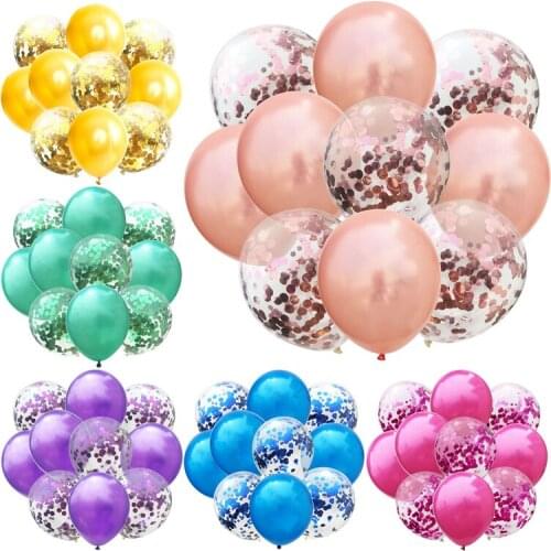 10pcs/lot 12inch Latex Balloons and Color Confetti Birthday Party Decorations Rose Gold Wedding Decoration Helium Ballon Ribbon