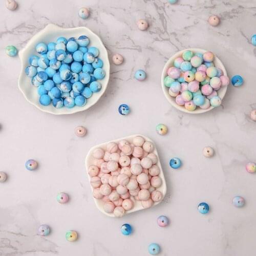 10Pcs 12/15mm Baby Silicone Beads Teether BPA Free Planet Color Food Grade Silicone Teething Bead Baby DIY Pacifier Chain Gifts