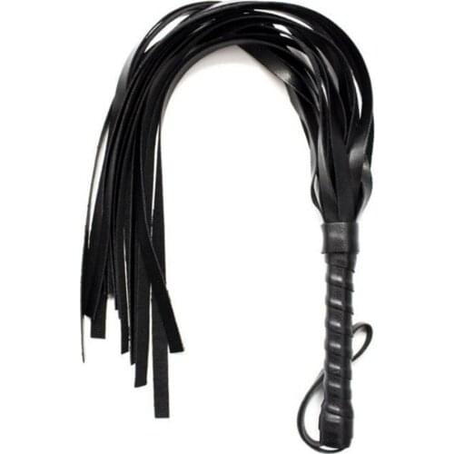 48cm Faux Leather Whip Riding Crop Party Handle Flogger Queen Black Horse Whip for Horse Racing Riding Entertainment
