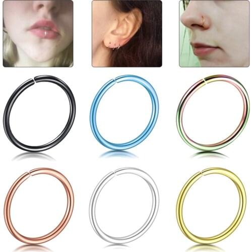 5 Pcs Stainless Steel Seamless Segment Nose Rings Hoops Ear Piercing Tragus Cartilage Tragus Sexy Women Body Jewelry Accessories