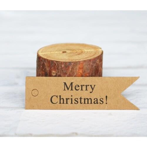 50pcs Merry Christmas Natural Kraft Paper Gift Tags Happy New Year Price Tags Label DIY Crafts Blank Paper Tags Xmas Party Decor