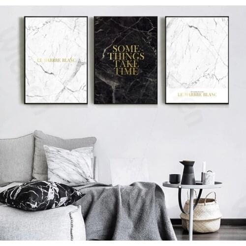 Black and White Poster Abstract Marble Texture Life Quotes Posters and Prints Art Canvas Wall Decoration Modern Minimalist Mural