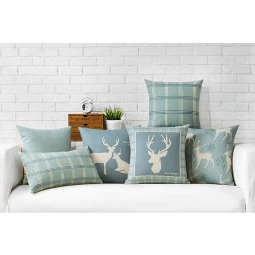 Nordic Decorative Pillows Geometric Cushions Covers Home Decor Deer Cushion Cover Linen Throw Pillows For Sofa 45x45cm