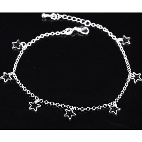 Hot Sale Hollow Star Anklet 925 Silver Double Vintage Ladies' Anklets ,are Perfect for Ladies' Gifts JL003