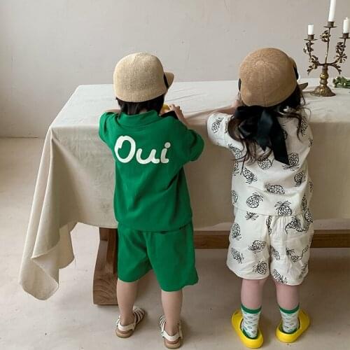 Childrens Clothing Sets Boys and Girls Clothes Short Sleeve Shirt+shortsKids 2Pcs Suit Cotton 2021 Summer Baby Outfit