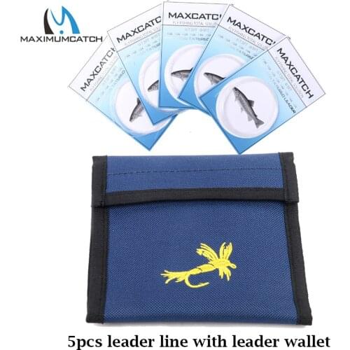 Maximumcatch 7.5ft-15ft 0X-7X Tapered Nylon Leader Line Clear Color Sinking Fishing Line with Loops & Leader Wallet Combo