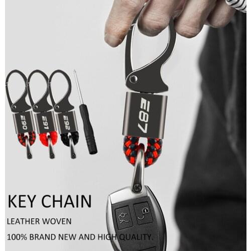 Leather Men Keychain Black Clasp Creative DIY Keyring Holder Car Key Chain Jewelry Gift for BMW E90 E91 E92 E93 M3 E60 E61 E39
