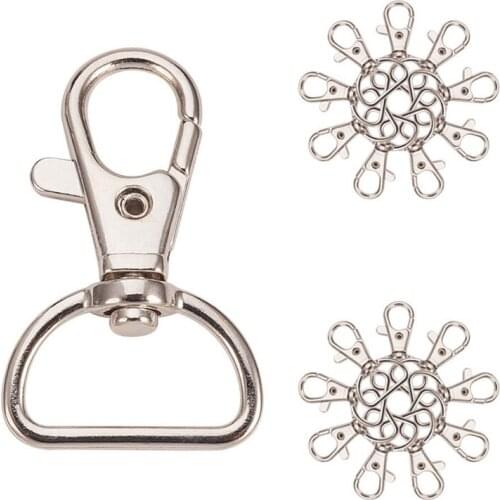 LBER 20pcs 24 x 38 x 8mm Silver Swivel Snap Hooks And D Rings Key Chain Clip Swivel Snap Hooks For Lanyard And Sewing Projects
