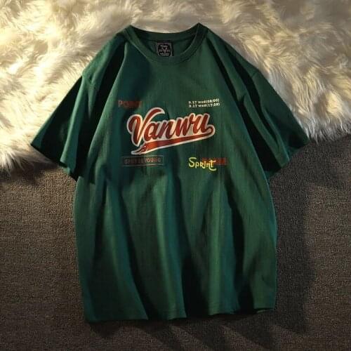 Pure cotton retro park street bacon students Korean loose top summer round neck Harajuku short-sleeved T-shirt male and female