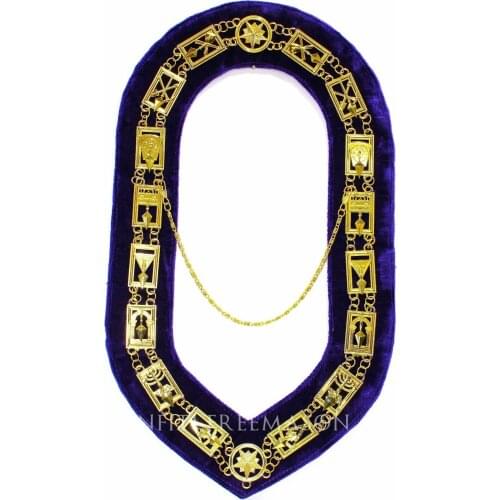 Masonic master Mason chain collar Masonic Regalia Knights Templar Metal Golden Chain Collar Purple Bass