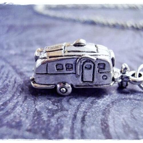 Fashion Camper RV Trailer Camping Car Charm Beads Pendant Necklace Jewelry