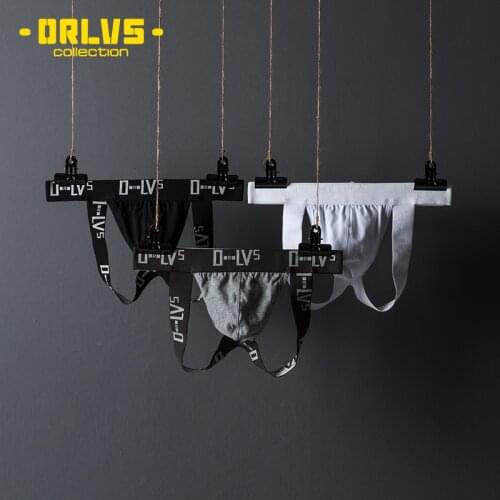 ORLVS Brand underwear sexy gay jockstrap men cueca tanaga thong men g string cotton sissy panties jockstrap transparent lingerie