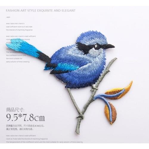 1 Piece bird patch embroidery iron on patches for clothes Clothing Stickers Good Quality size 9.5cm x 7.8cm