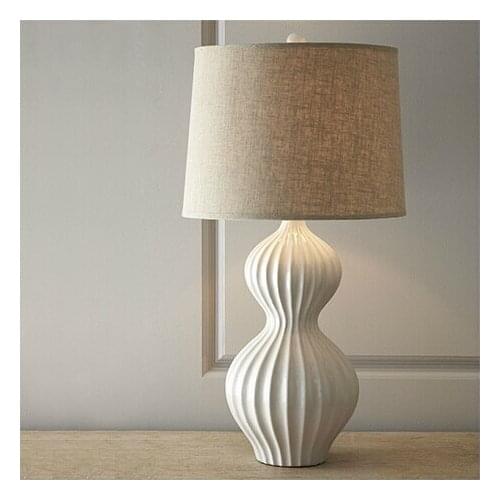 Country Simple Creative Warm Table Lamps White Ceramic Table Lamps Household Living Room Bedroom Bedside Useful Table Lamps