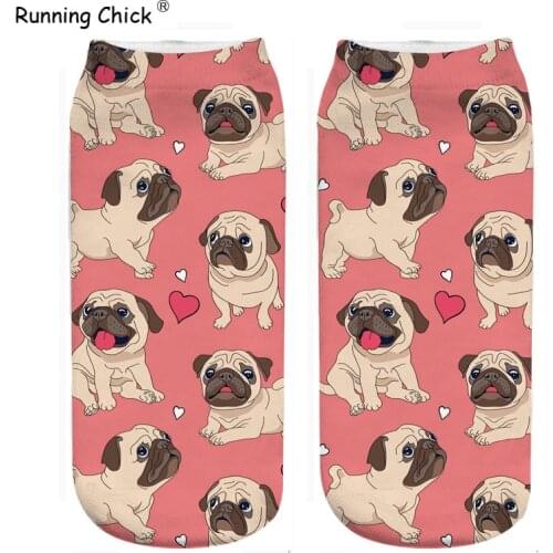 RUNNING CHICK Cute Pugs Socks Photo 3d Print Cute Wholesale